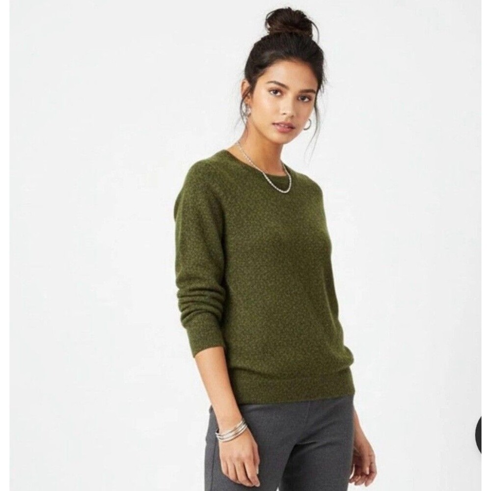 J. Crew Green Teddie Crewneck Sweater Size Small Wool Blend Chic Staple Minimal